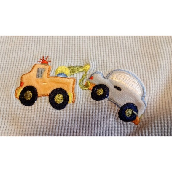 JUST BORN Tow Truck Baby Boy Thermal Cotton Receiving Swaddling Car Blanket Blue - Picture 4 of 5